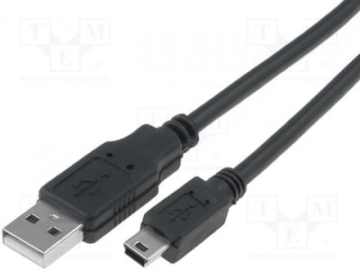 Кабел USB CU215-050-PB Кабел; USB 2.0; USB A щепсел, USB B mini щепсел; никелиран; 5m